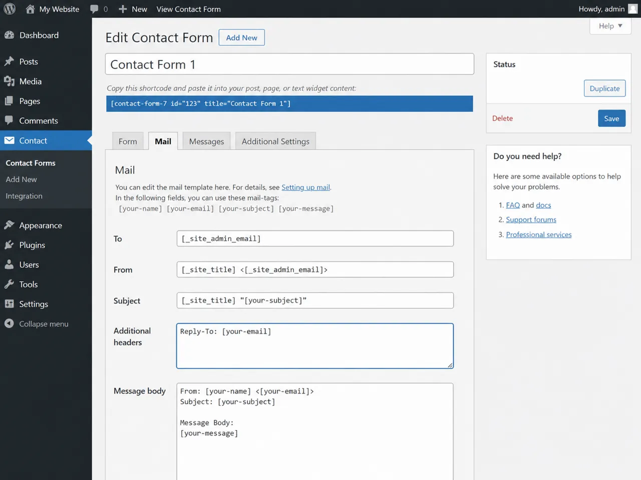 Contact Form 7 Reply-To header setting