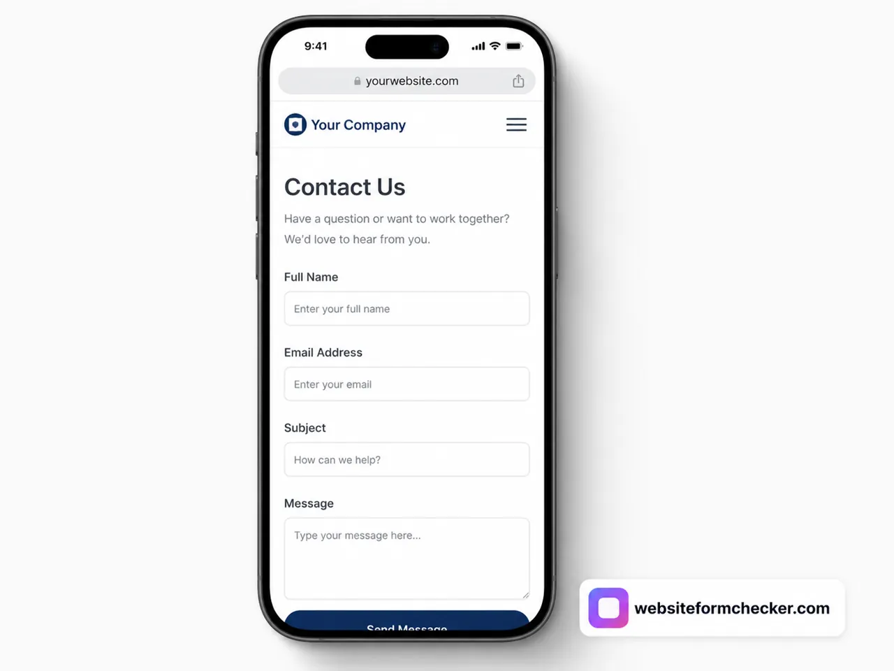 Mobile view of a website contact form with the submit area awkwardly positioned.